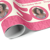 Mam 50th Verjaardag foto leuk crème roze wrapping Cadeaupapier (Rol Hoek)