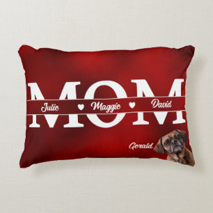 Mam... Aangepast drie namen plus hond Accent Pillo Kussen