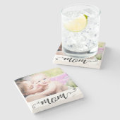 Mam Aangepaste foto CadeauMoederdag Calligrafie Stenen Onderzetter (Zijkant)