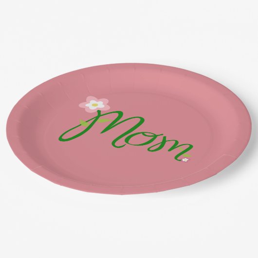 Mam Aardbei Roze Diner Papieren Bordje (Gekanteld)