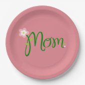 Mam Aardbei Roze Diner Papieren Bordje (Voorkant)