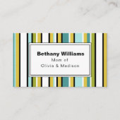 Mam afspeeldatum Eenvoudige blauwe groene streep r Visitekaartje (Voorkant)