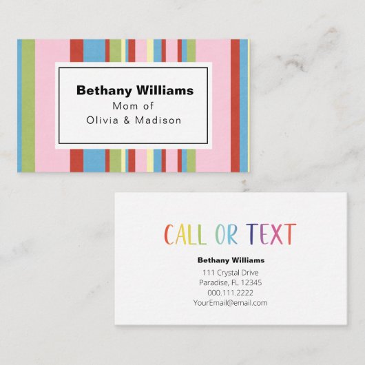 Mam afspeeldatum Eenvoudige kleurige aanroepkaarte Visitekaartje (Voorkant / Achterkant)