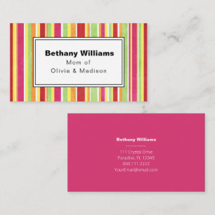 Mam afspeeldatum Eenvoudige roze groene streep roe Visitekaartje