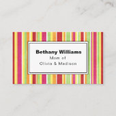 Mam afspeeldatum Eenvoudige roze groene streep roe Visitekaartje (Voorkant)