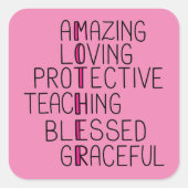 Mam Anagram Verbazingwekkende liefdevolle moeder Vierkante Sticker (Voorkant)