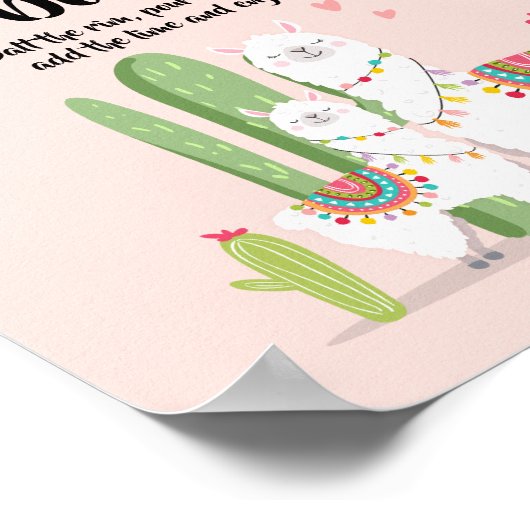 Mam-arita Margarita Bar Fiesta Llama Shower Sign Poster (Hoek)