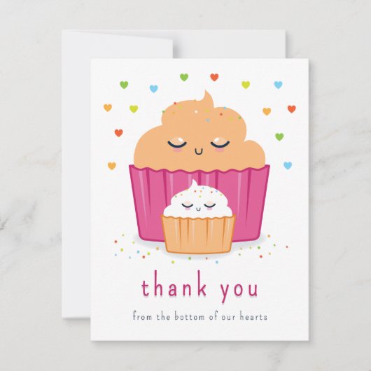 Mam & Baby Cupcake Bedankkaart (Voorkant)