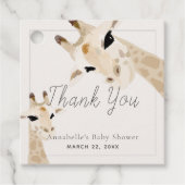 Mam & Baby Giraffe Baby shower Dank u Bedankjes Labels (Voorkant)