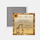 Mam & Baby Giraffe Gold Save the Date Baby shower Magneet (Voorkant / Achterkant)