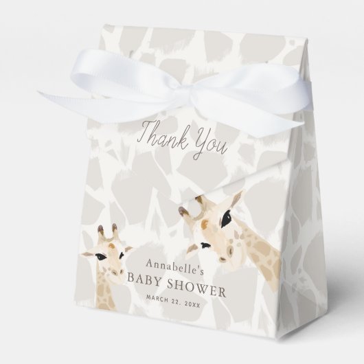 Mam & Baby Giraffe Greige Waterverf Baby shower Bedankdoosjes (Voorkant Zijde)