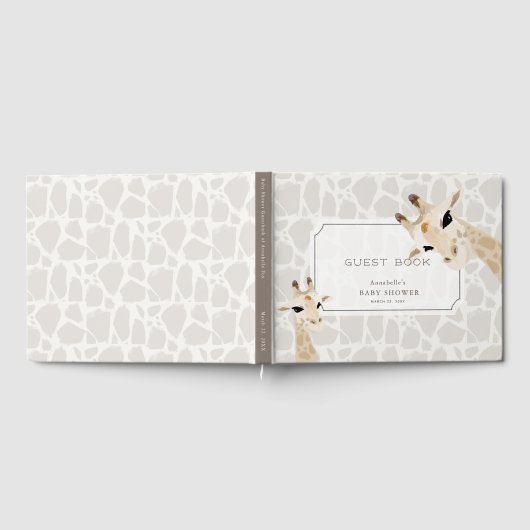 Mam & Baby Giraffe Greige Waterverf Gastenboek (Volledig)