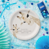 Mam & Baby Giraffe Waterverf Baby shower Papieren Bordje (Feest)