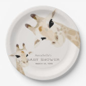 Mam & Baby Giraffe Waterverf Baby shower Papieren Bordje (Voorkant)