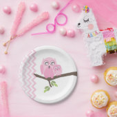 Mam + Baby Girl Owl Baby shower Papieren Bordje (Feest)