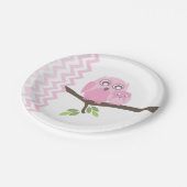 Mam + Baby Girl Owl Baby shower Papieren Bordje (Gekanteld)