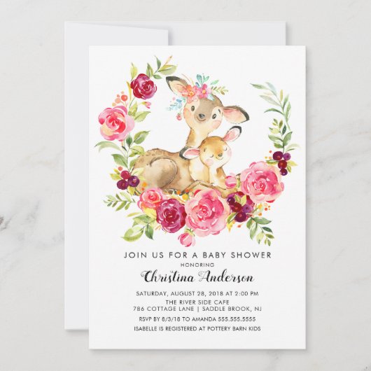 Mam & Baby Herten Baby shower Kaart (Voorkant)