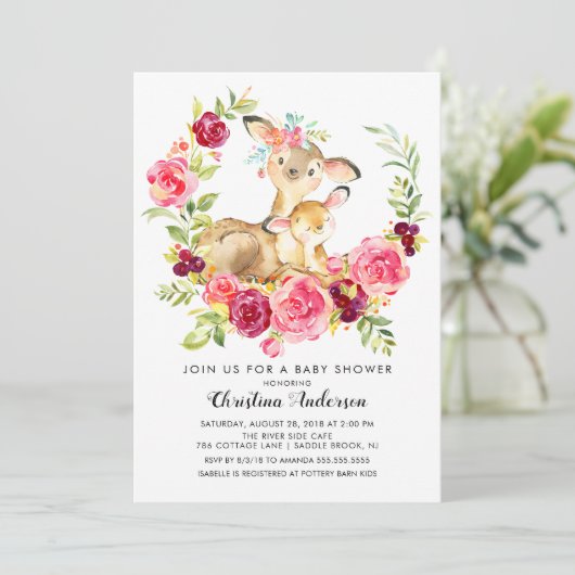 Mam & Baby Herten Baby shower Kaart (Staand voorkant)