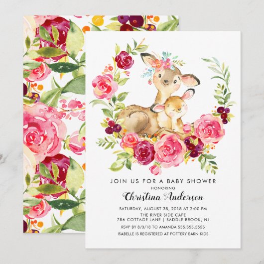 Mam & Baby Herten Baby shower Kaart (Voorkant / Achterkant)