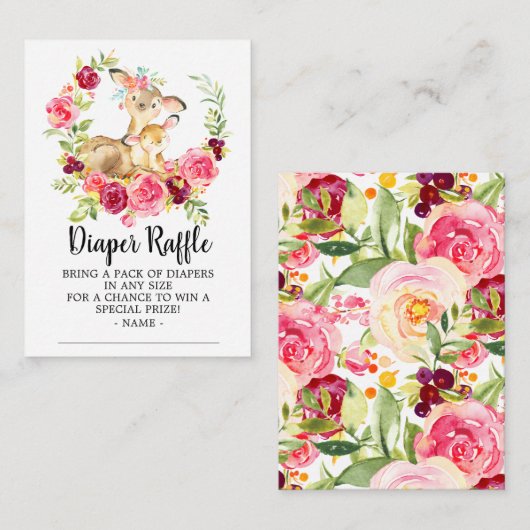 Mam & Baby Herten Doucheluier Raffle Ticket Informatiekaartje (Voorkant / Achterkant)