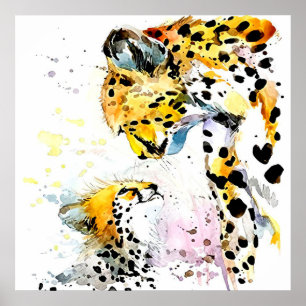 Mam Baby Lion Family Gift, mam Daughter Birthday Poster