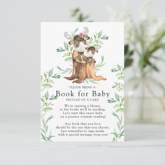 Mam & Baby Moose Baby shower Boek voor Baby Kaart (Staand voorkant)