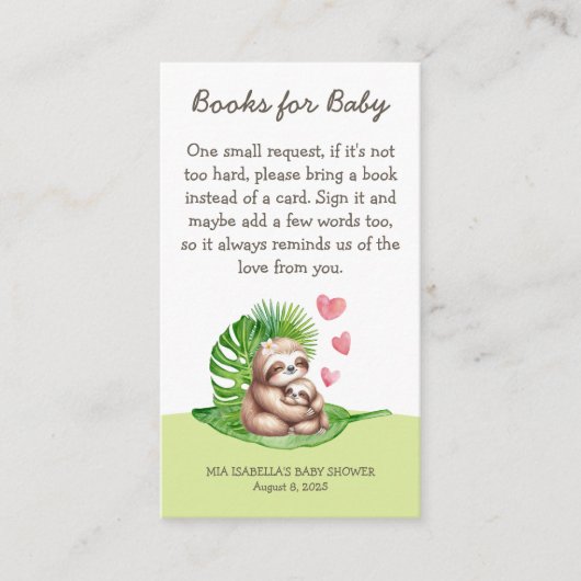 Mam & Baby Sloth - Boeken voor Baby - Douche Kaart (Voorkant)