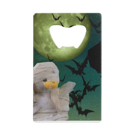 Mam, Bat en Moon Halloween Creditkaart Flessenopener (Voorkant)