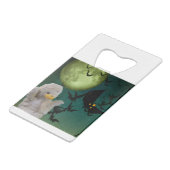 Mam, Bat en Moon Halloween Creditkaart Flessenopener (Achterkant Gekanteld)