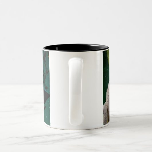 Mam, Bat en Moon Halloween Tweekleurige Koffiemok (Handvat)