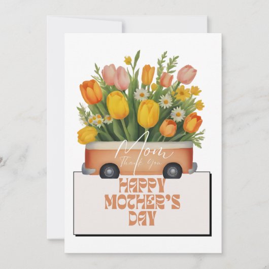 Mam, bedankt perzik boeket Moederdag Kaart (Voorkant)