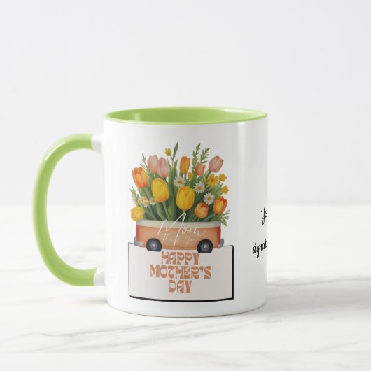 Mam, bedankt perzik boeket Moederdag koffie Mok (Links)