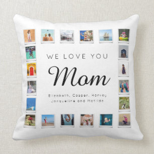 Mam Birthday Chic Modern Photo Collage White Kussen
