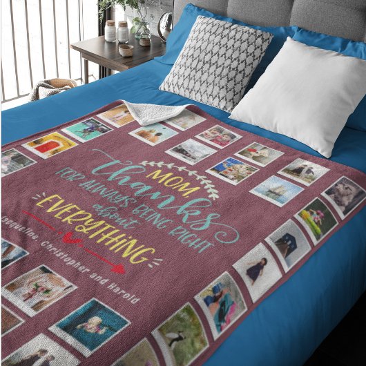 Mam Birthday Fotosjabloon Roze Fleece Deken