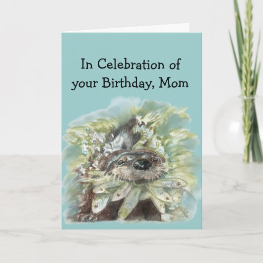 Mam Birthday Humor Cute Waterverf Otter Art Kaart (Voorkant)