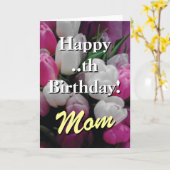 Mam Birthday-kaart | Roze tulpenbloem bouquet Kaart (Gele Bloem)