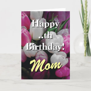 Mam Birthday-kaart   Roze tulpenbloem bouquet Kaart
