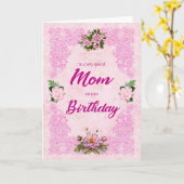 Mam Birthday met roze Roses Kaart (Gele Bloem)