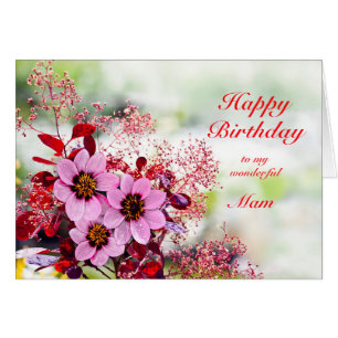 Mam Birthday Pink Flowers