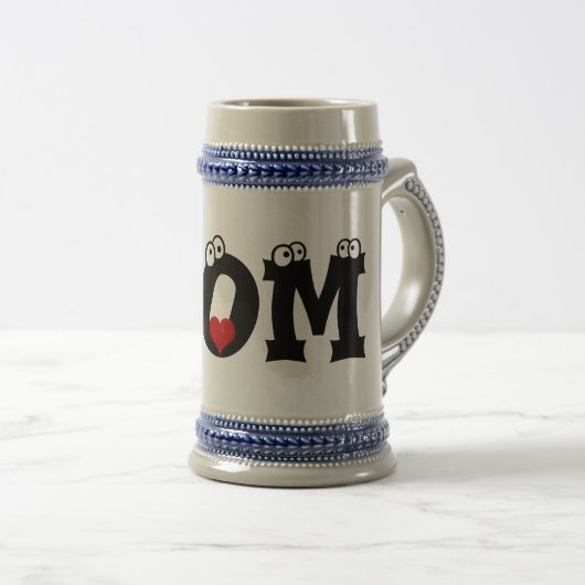 Mam Black White Text Red Heart Love Stein Mok (Voorkant rechts)