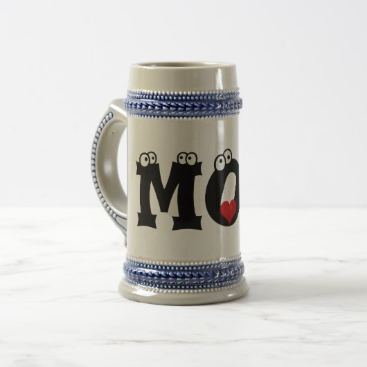 Mam Black White Text Red Heart Love Stein Mok (Voorkant links)