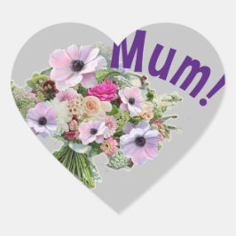 Mam! Bloemen Hart Sticker