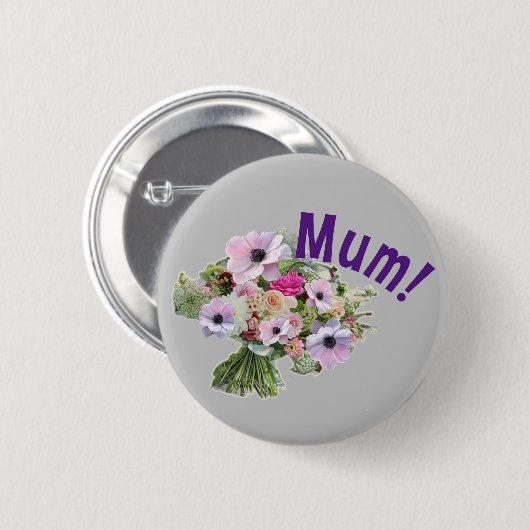 Mam! Bloemen Ronde Button 5,7 Cm (Voorkant /achterkant)