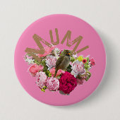 Mam! Bloemen Ronde Button 7,6 Cm (Voorkant)