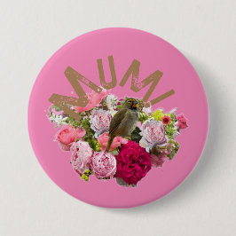 Mam! Bloemen Ronde Button 7,6 Cm
