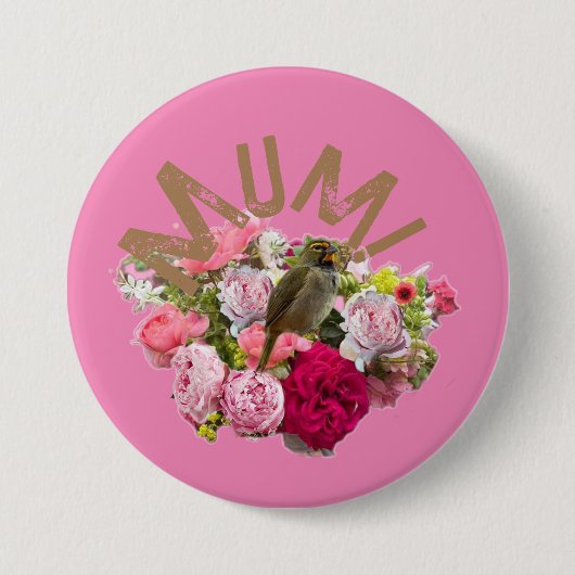 Mam! Bloemen Ronde Button 7,6 Cm (Voorkant)