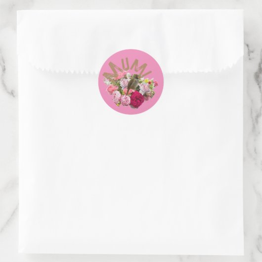 Mam! Bloemen Ronde Sticker (Tas)