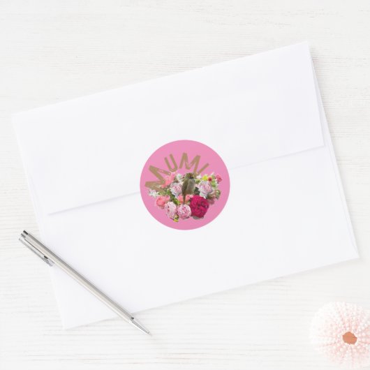 Mam! Bloemen Ronde Sticker (Envelop)