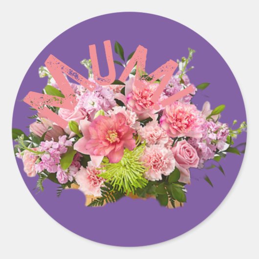Mam! Bloemen Ronde Sticker (Voorkant)