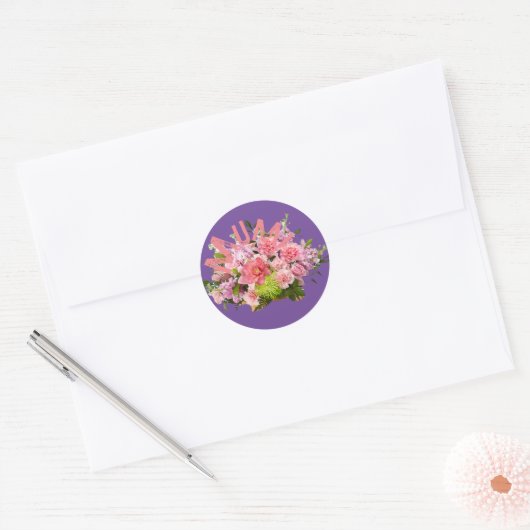Mam! Bloemen Ronde Sticker (Envelop)